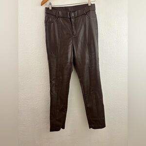 Truth by Republic Faux Leather brown Pants with zipper on hems size 6